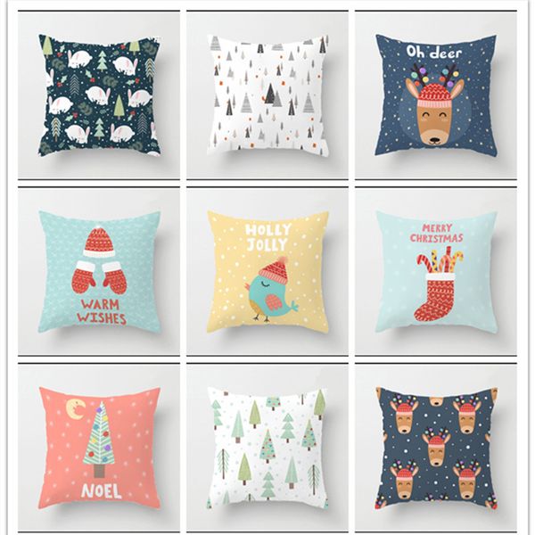 

cute cartoon christmas hug pillowcase christmas tree elk gift stockings series pillow covers white super soft short plush fabric 9 styles r6