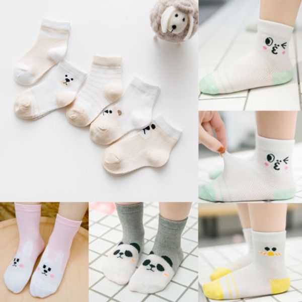 

0~5y 5pairs infant baby toddler boy socks cotton girl cartoon newborn kids lot cute, Pink;yellow