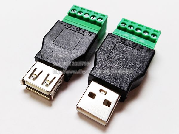 Alta qualidade USB2.0 um plugue fêmea do sexo masculino + USB 2.0 para o adaptador de conector terminal AV / 5Pairs (10pcs)