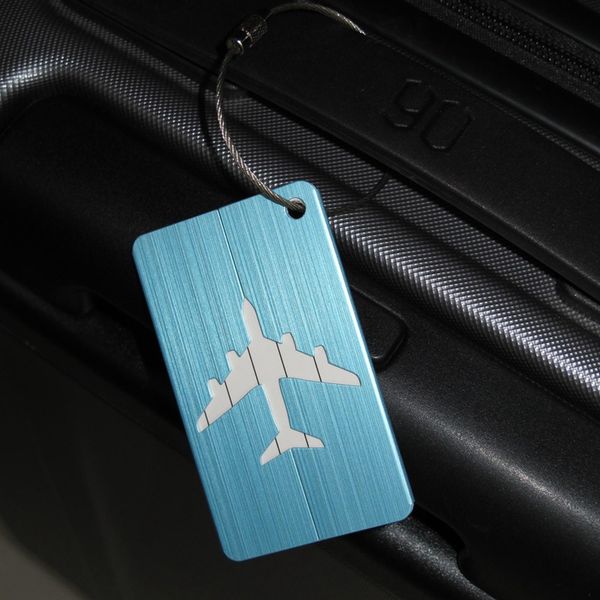 

new aluminium travel luggage baggage tag suitcase identity address name labels(blue, Black