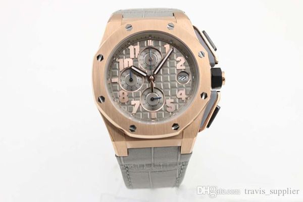 

2019 watch men's royla oak offshore watch sports quartz chronograph capolavoro smoke grey alligator strap men dress watches, Slivery;brown