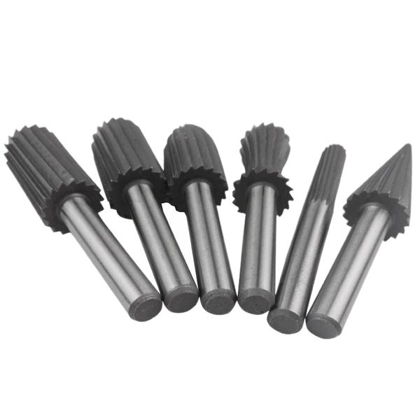 

6 piece set of hard high speed steel rotary file rotary engraving knife grinding head polishing wood file