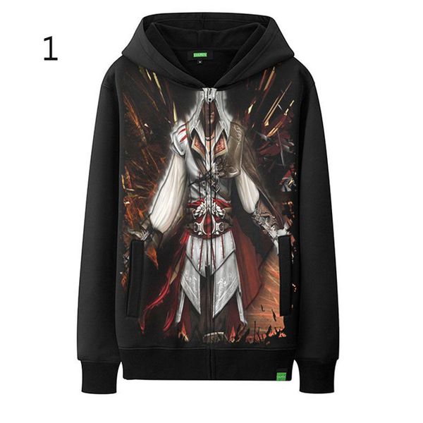 

assassin creed hoodie mens tracksuit long sleeve zipper woman jacket black coat 4xl size air shipping