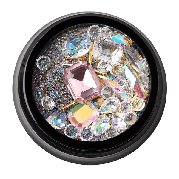 

1 set nail art tips crystal glitter rhinestone 3d nail art decor diy supplies qs888, Silver;gold