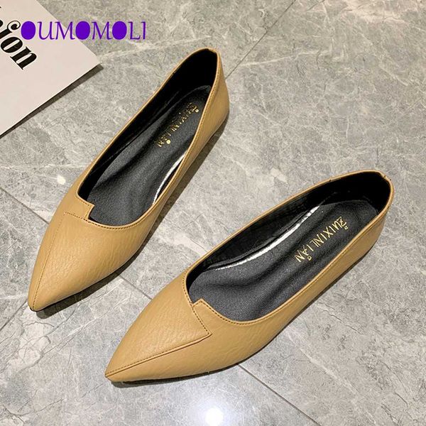 

2020 pu leather flat shoes woman hand-sewn leather loafers cowhide flexible spring casual shoes women flats women q014, Black