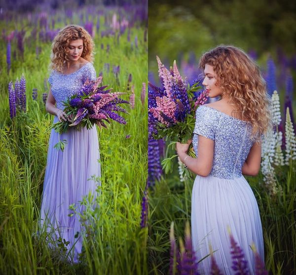

sparkly lavender sequins tulle bridesmaid dresses scoop neck short sleeves plus size bridesmaid gowns wedding guest dresses z59, White;pink