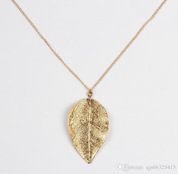

2019 sweater coat necklaces ladies girls special leaves leaf sweater pendant necklace long chain jewelry for womens bijou gift, Silver
