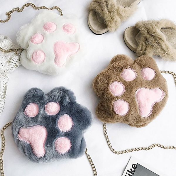 

cartoon cute plush cat bag chain girl bag hand-held shoulder
