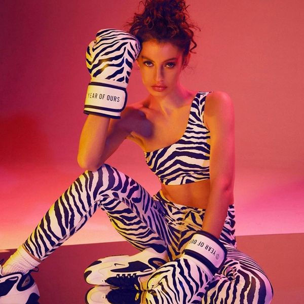 

fitness female yoga set ensemble one shoulder zebra women sport suit tracksuit workout gym wear running clothes sportswear