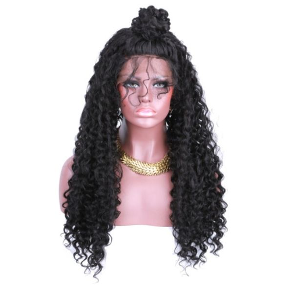 Long Kinky Curly Synthetic Lace Front Wigs With Baby Hair For