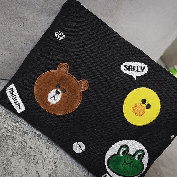 

2018 korean version of casual cloth bag canvas clutch bag fashion shoulder bag cartoon embroidered bag-a generation of fat