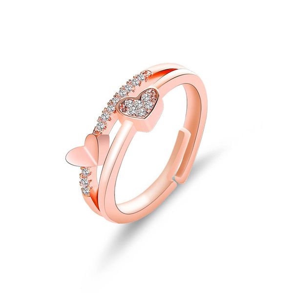 

5pcs/set simple style love heart rings fashion lovers couple shine rhinestone wedding ring female engagement rings jewelry, Silver