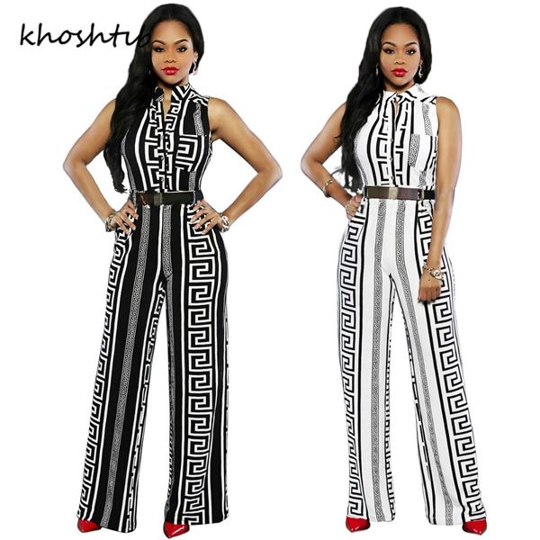 

khoshtib women's jumpsuit spring autumn the new loose geometric print casual jumpsuit straight full length polyester