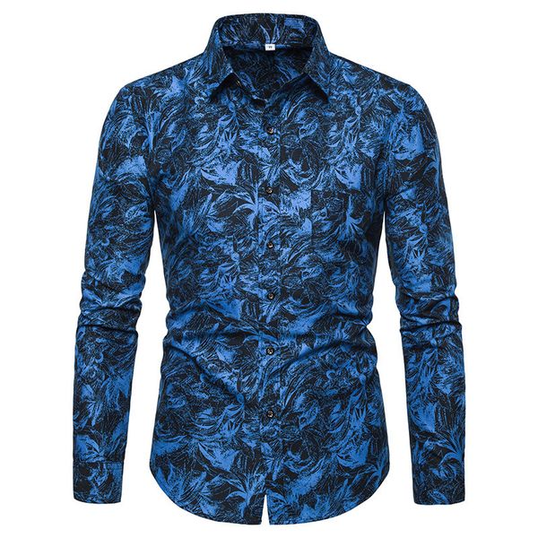 

classic flower men shirts long sleeve 2019 new popular male stage shirt large size 5xl slim dress shirts men, White;black