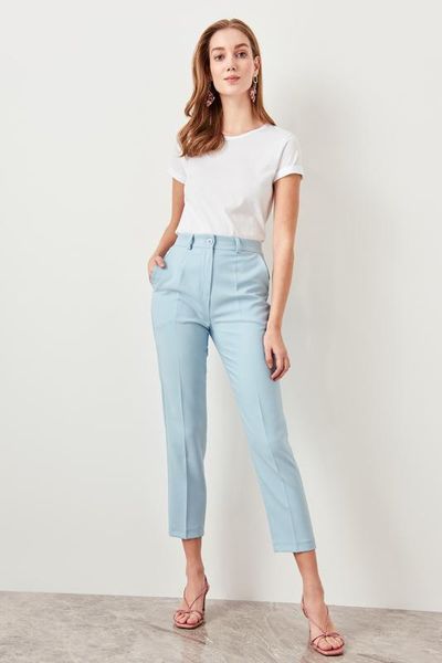 

trendyol basic blue гранат цветов брюки twoss19st0038, Black;white