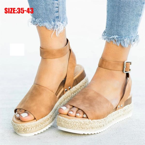 

2020 women sandals plus size wedges shoes for women high heels sandals summer shoes flip flop chaussures femme platform sandals y200323, Black
