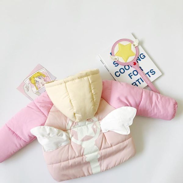 

tonytaobaby new winter girl baby's children's cartoon night light fairy stick wings cotton padded clothes, Blue;gray