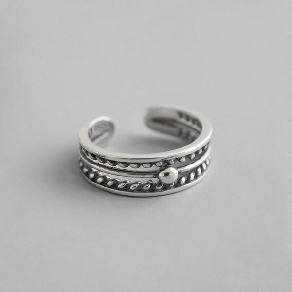 

eds 925 sterling silver women rings 925 silver ins korean fashion jewelry gothic simple rings adjustable vintage, Golden;silver