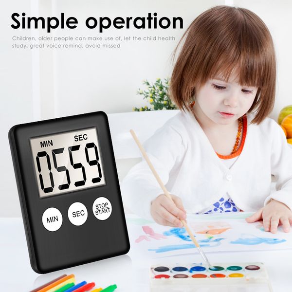 

1 шт. ультратонкий жк-цифровой экран таймер 8 цветов квадратный кухня кулинария обратный отсчет обратный отсчет будильник магнит часы кухня