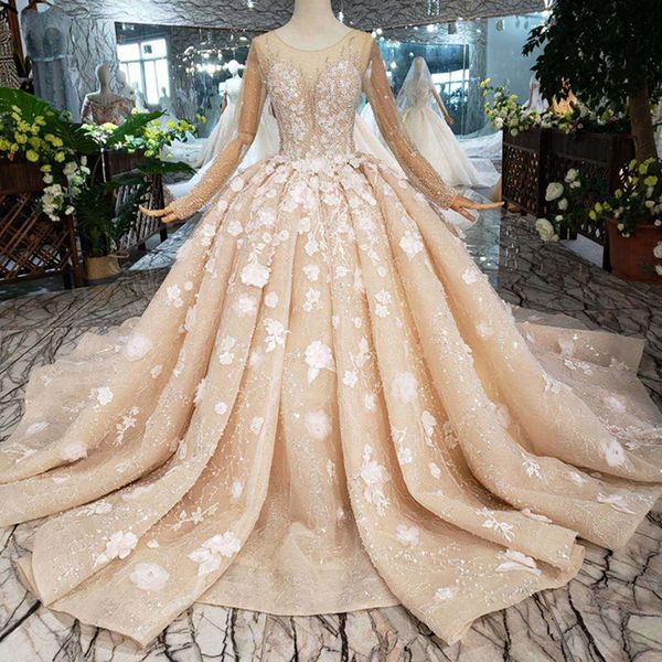 

2019 новейший дизайн свадебных платьев в ливане с длинным рукавом из тюля и пуговицах свадебные платья ручной работы, выполненные в 3d цвето, White