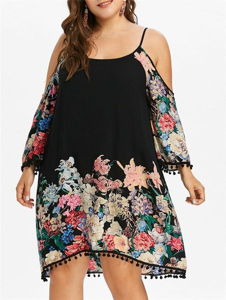 

floral printed dress summer plus size loose camisole strapless casual dresses female clothing 2020 womens designer, Black;gray