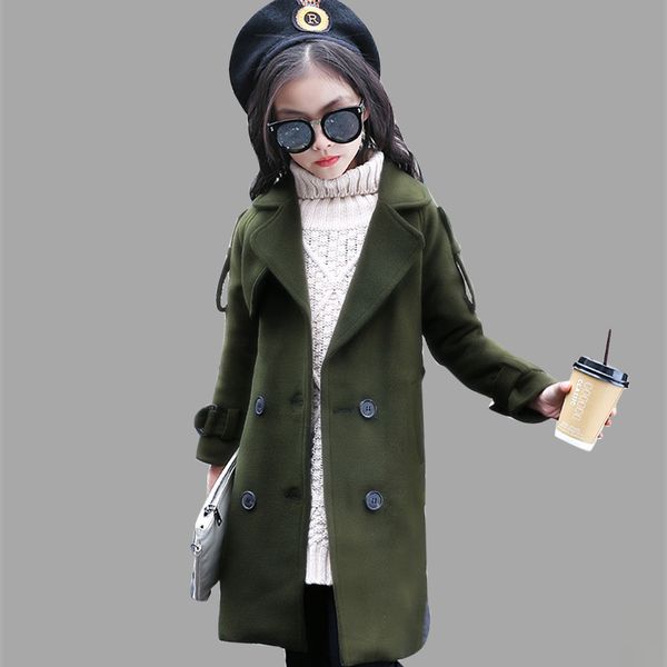 

girls winter jackets long woolen coats for kids girls casual autumn children's clothes teenage clothing for 6 8 12 years, Blue