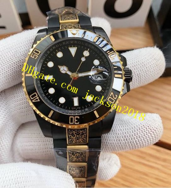 

latest version luxury watch new 116610ln stainless black ceramic bezel 40mm sapphire carving automatic dive mens watch fashion watches, Slivery;brown