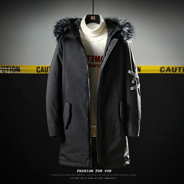 

2018 new winter jacket men thicken warm parkas casual long outwear hooded collar jackets and coats men veste homme size m-3xl, Black