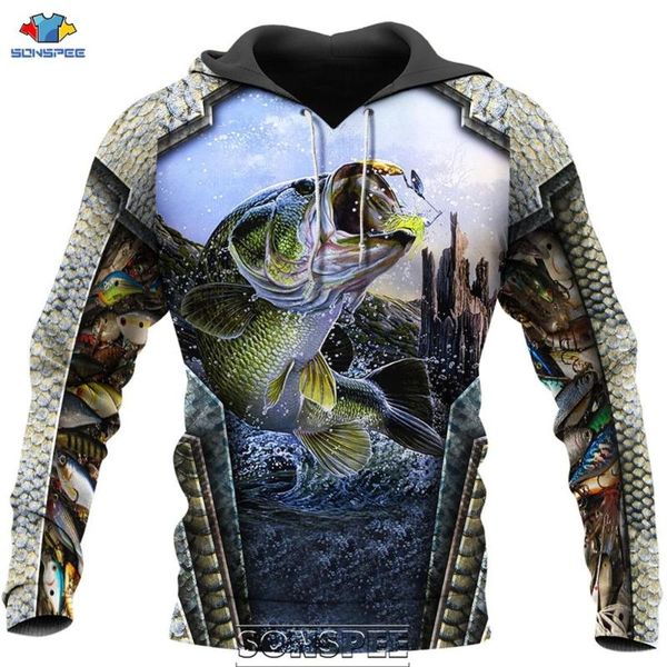 

men's hoodies & sweatshirts sonspee 2021 3d print fishing hoodie casual hip hop men women fish autumn coat pullover sweatshirt, Black