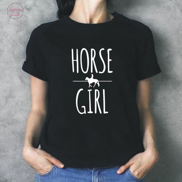 

fashion riding horse girl printed t shirt women casual tee shirt femme women clothes hipster women tshirt camiseta mujer, White