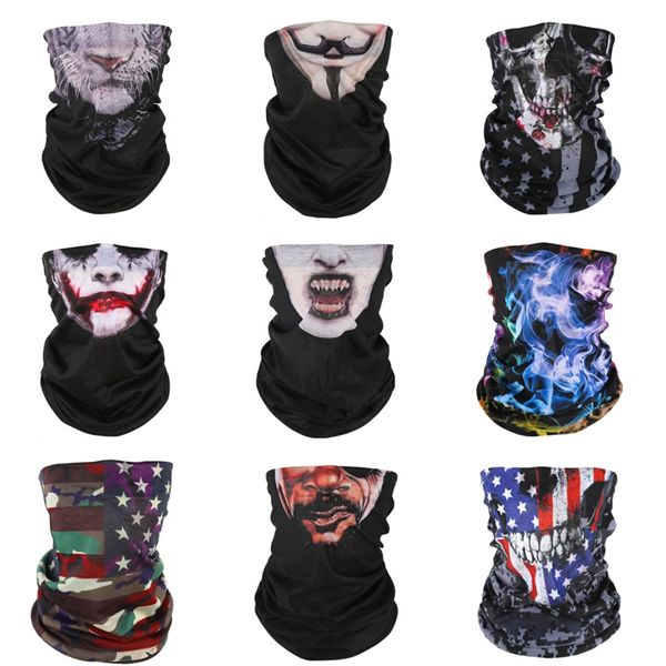 

designer printed women silk magic skull scarf face mask 14 styles chiffon handkerchief outdoor windproof half face dust-proof sunshade ma#85, Blue;black