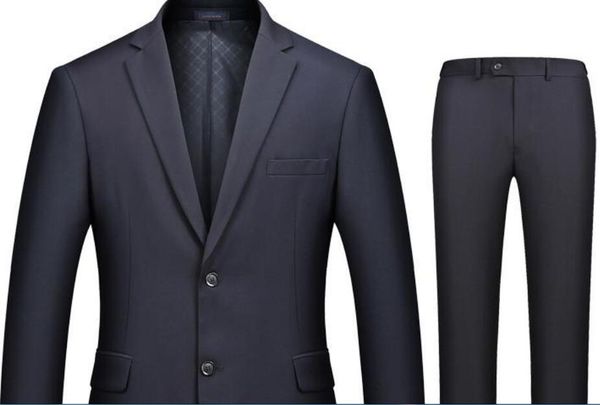 

black men's suit two-piece wedding groom groomsman dress men's business casual formal suit fashion slim men's suit set, White;black