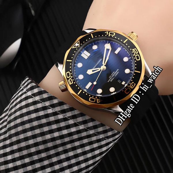

new 300m dive 210.22.42.20.01.001 two tone yellow gold black bezel dial automatic mens watch black rubber watches hi_watch b266f6, Slivery;brown