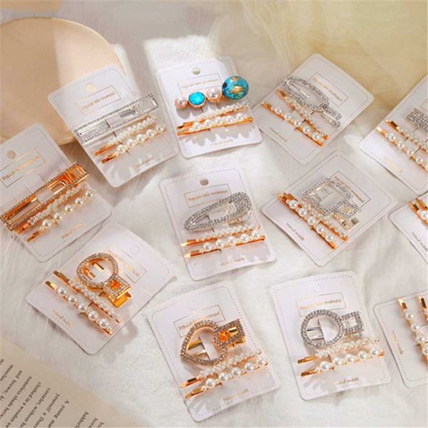 

3pcs rhinestone hair clip girls snap hair barrette stick hairpin styling accessories for women girls 2019 new fashion wome, Golden;white
