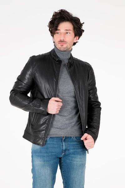 

pierre cardin artificial male leather jacket lse0006, Black