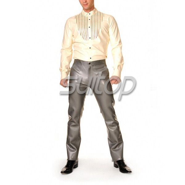 

men 's latex rubber shirt clothes garment, White;black