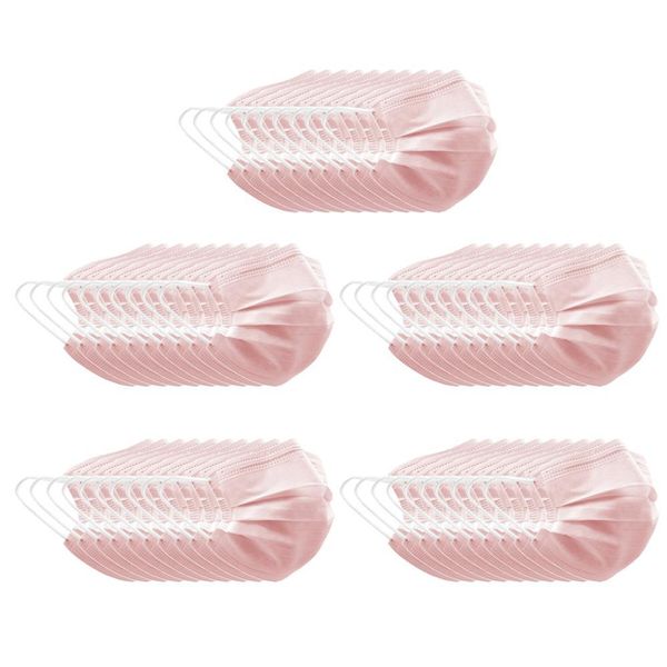 

50pcs disposable face mouth 3 layers anti dust mask prevents droplets spreading pink masks