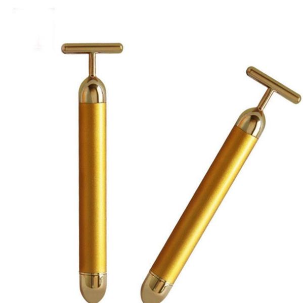 

2019 energy beauty bar 24k gold pulse firming massager facial roller massager derma skincare wrinkle treatment face massager with box