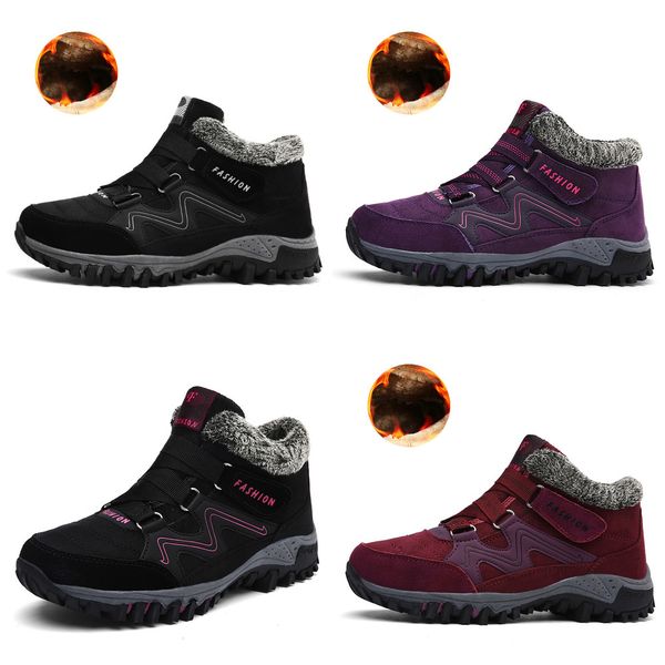 

new winter men boots fur warm ankle snow boots waterproof winter shoes comfortable outdoor work shoes big size 2019, Black