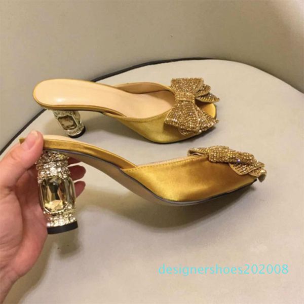

blingbling кристалл бабочка-узлов скольжения женщин кристалл пятки пальца ноги щели женщин мулы d08, Black