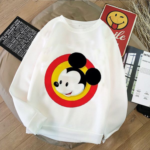 

harajuku cartoon mouse print joker casual turtleneck sweater couple hawaiian women casual long sleeve o-neck polyester hoodie, Black
