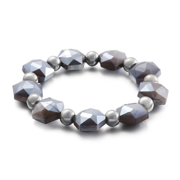 

fashion beads bracelets stainless steel glass beaded bracelets jewelry for women, Black