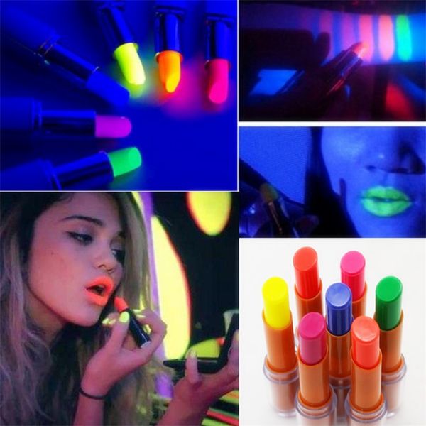 

6 colors noctilucent lipsticks makeup shiny available glow in the dark party fluorescent luminous lip stick beauty cosmetics