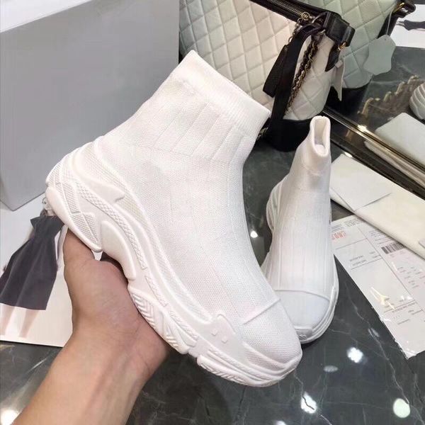 

designer women sock shoes men triple s sneaker high women sock boots speed trainer casual shoes slip-on thick bottom shoes z t07, Black