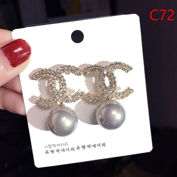

Whole ale brand de igner double letter earring ear tud gold ilver tone earring for women men wedding party jewelry gift 277, Golden;silver