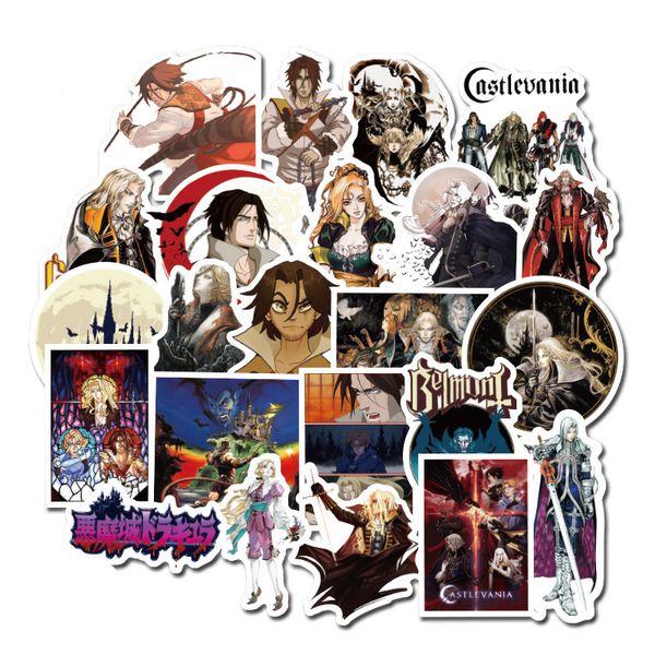 

50 pcs castlevania anime waterproof stickers for graffiti on travel case lapskateboard guitar fridge