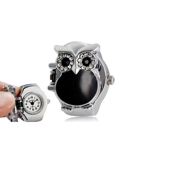 

pocket & fob watches durable fashion new creative fashion retro owl finger watch clamshell ring watch a15, Slivery;golden