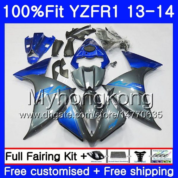 Einspritzkörper für Yamaha YZF 1000 YZF R 1 YZFR1 2013 2014 242HM.7 YZF-1000 YZF R1 blau grau heißer Verkauf YZF1000 YZF-R1 13 14 Vollverkleidungsset