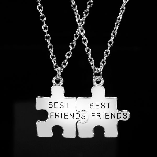 

dongsheng 1pair friends necklace silver geometry puzzle necklace friends forever bff friendship jewelry llavero -50