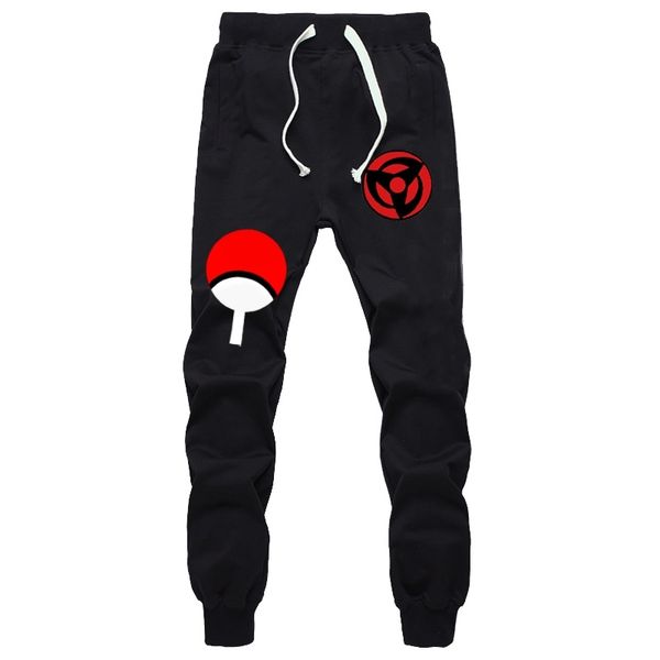 

аниме наруто учиха шаринган штаны осень зима мужчины joggers фитнес длинные брюки наруто саске luminous sweatpants plus size, Black